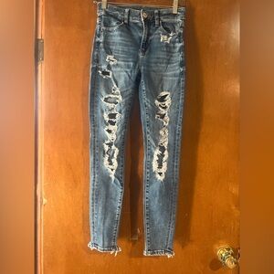 American Eagle Outfitters Ripped Blue Skinny Jeans